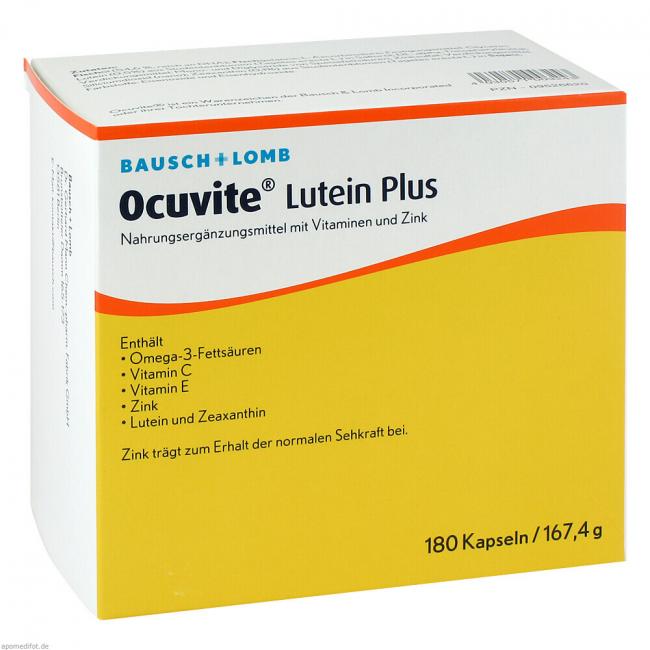 OCUVITE Lutein Plus Kapseln (180 St) Preisvergleich, PZN 9526620 · MediPreis.de